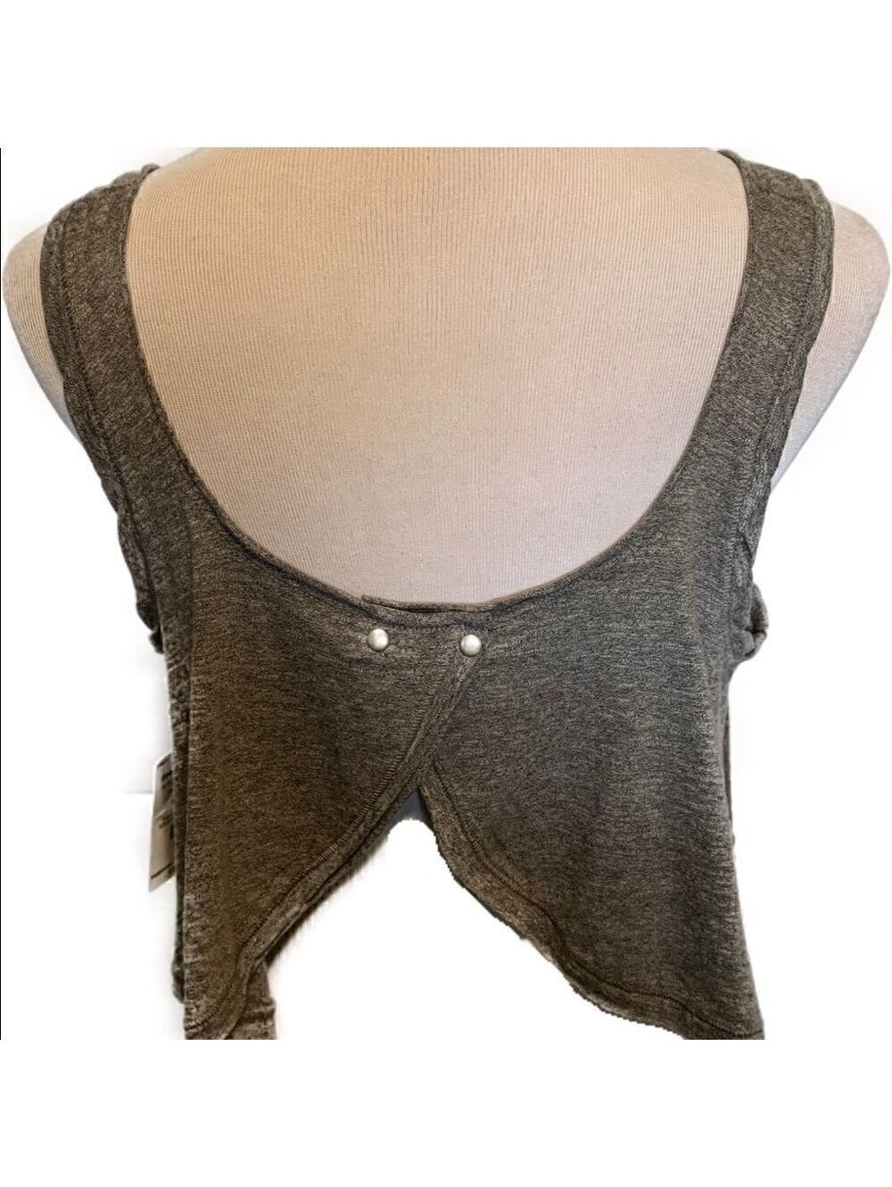 NEW Free People Gray Open Back Tank Top Sz M - Picture 2 of 4